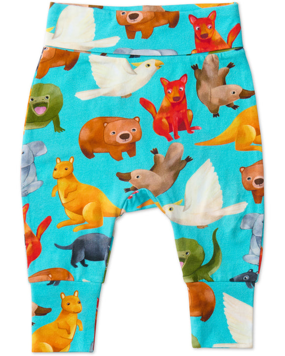 Kip & Co Home Among The Gum Trees Organic Drop Crotch Pant - Sizes 3-6mths & 6-12mths