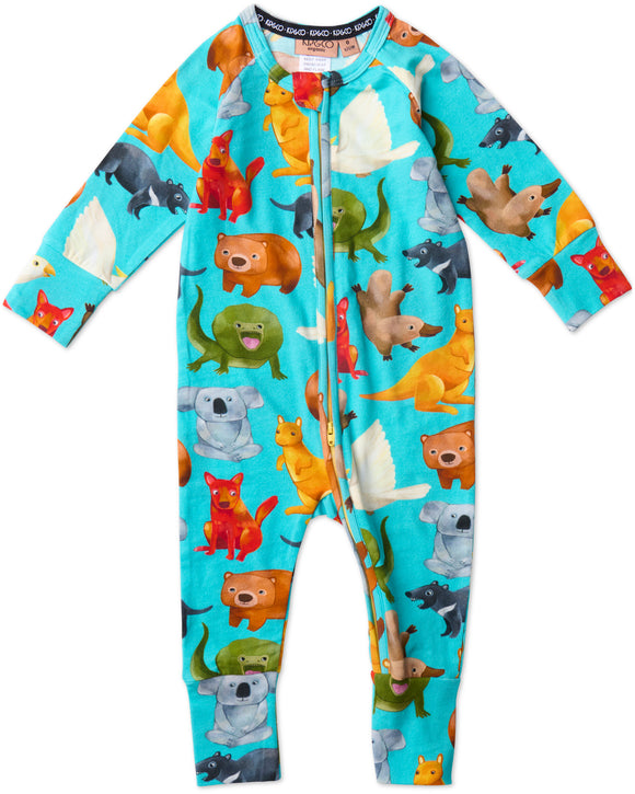 Kip & Co Home Among The Gum Trees Organic Long Sleeve Zip Romper