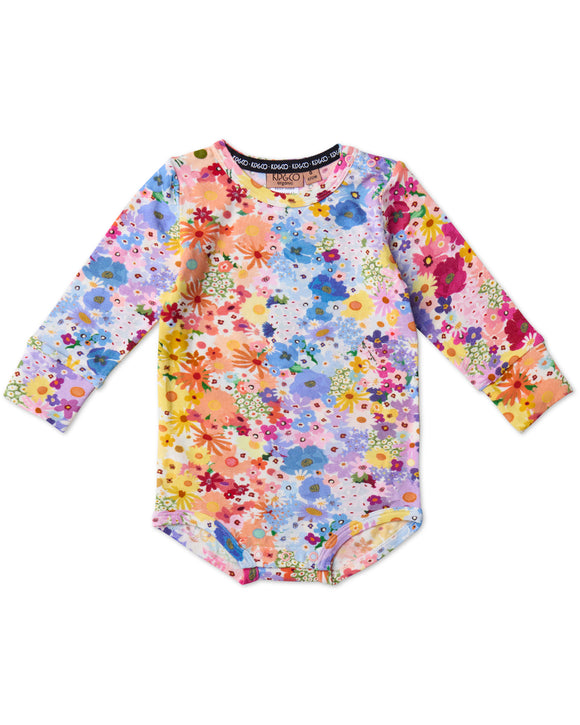 Kip & Co Posie Lane Organic Long Sleeve Romper - Sizes 0-3mths & 6-12mths