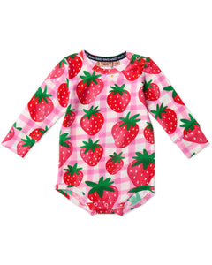 Kip & Co Strawberry Jam Organic Long Sleeve Romper - Sizes 0-3mths & 3-6mths