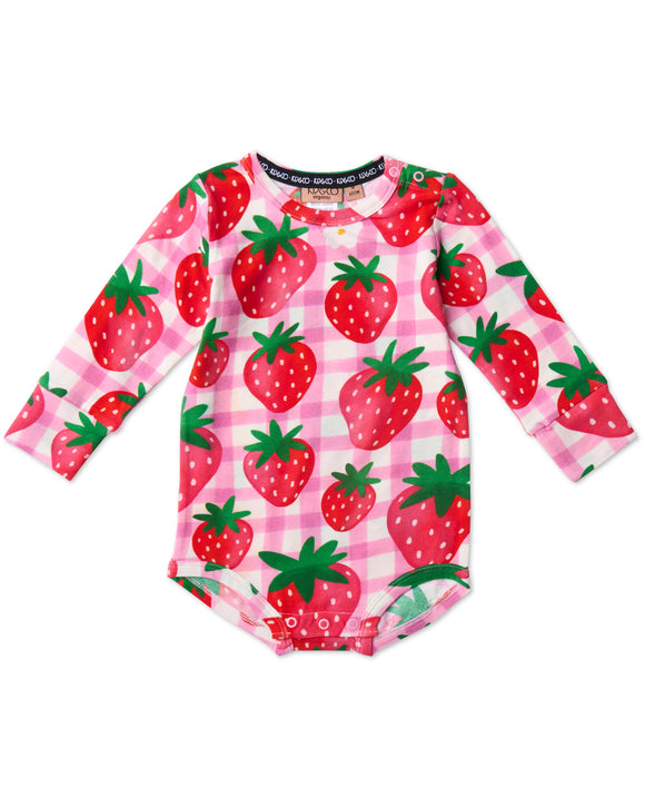 Kip & Co Strawberry Jam Organic Long Sleeve Romper - Sizes 0-3mths & 3-6mths