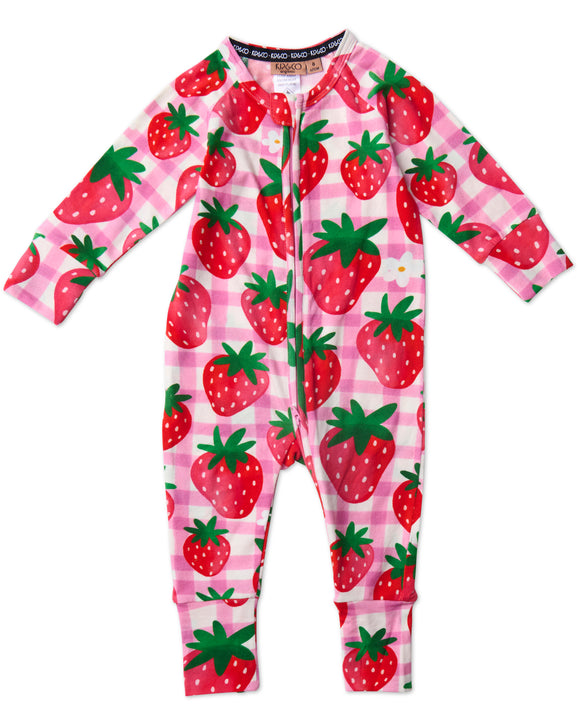 Kip & Co Strawberry Jam Organic Long Sleeve Zip Romper