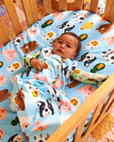 Kip & Co Farm Friends Organic Cotton Baby Fitted Sheet - Various Sizes