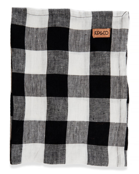 Kip & Co Black & White Gingham Linen Tea Towel