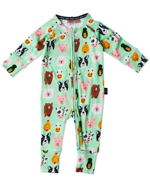 Kip & Co Farm Friends Organic Long Sleeve Zip Romper