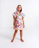 Kip & Co Confetti Pink Printed Kids Terry Poncho - Various Sizes