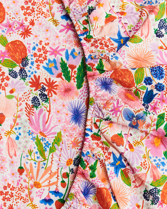 Kip & Co Meandering Meadow Organic Cotton Baby Fitted Sheet - Various Sizes