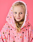 Kip & Co Polkadot Pink Kuddle Hooded Oversized Sweater