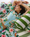 Kip & Co Big Beauty Floral Blue Adult Organic Cotton Short Sleeve Shirt & Short Pyjama Set - Sizes 8 & 14