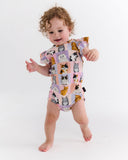 Kip & Co Kitty Cat Organic Short Sleeve Frill Romper