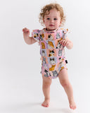 Kip & Co Kitty Cat Organic Short Sleeve Frill Romper