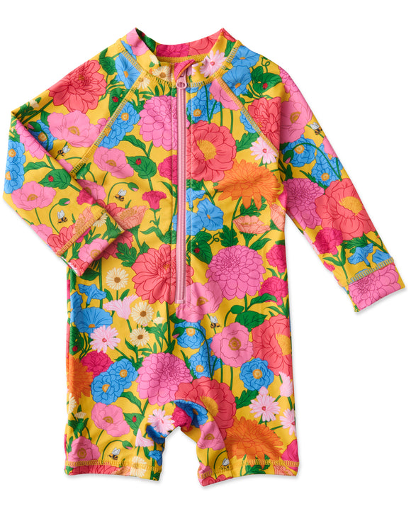 Kip & Co Follow The Sun Yellow Baby Long Sleeve Zip Bathers