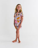 Kip & Co Kitty Cat Kids Organic Cotton Short Sleeve Tee & Frill Short Pyjama Set