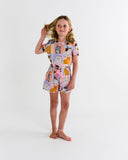 Kip & Co Kitty Cat Kids Organic Cotton Short Sleeve Tee & Frill Short Pyjama Set