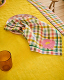 Kip & Co Sweet Flowers Tartan Embroidered 4P Napkin Set One Size