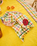 Kip & Co Sweet Flowers Tartan Embroidered 4P Napkin Set One Size