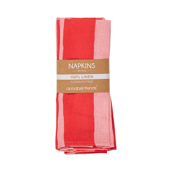 Annabel Trends Linen Napkins - Red Stripe