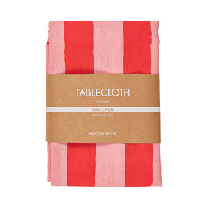 Annabel Trends Linen Tablecloth Large 300cm - Red Stripe