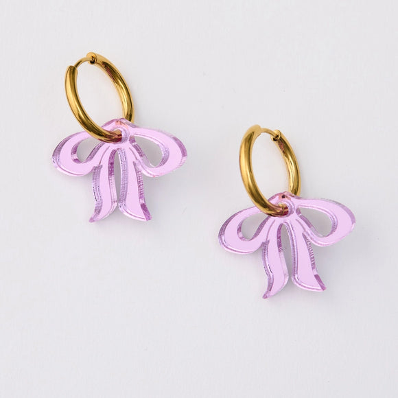 Martha Jean Floppy Bow Earrings - violet