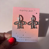 Martha Jean Floppy Bow Earrings - silver