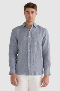 ORTC Linen Shirt Navy Check