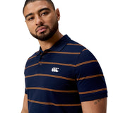 Canterbury Mens Yarn Dye Stripe SS Polo - Navy