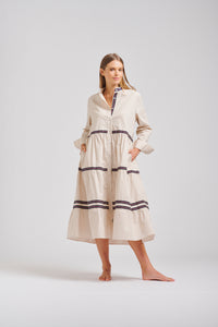 Shirty Sandy Relaxed Tiered Dress - Stone - Sizes S & L