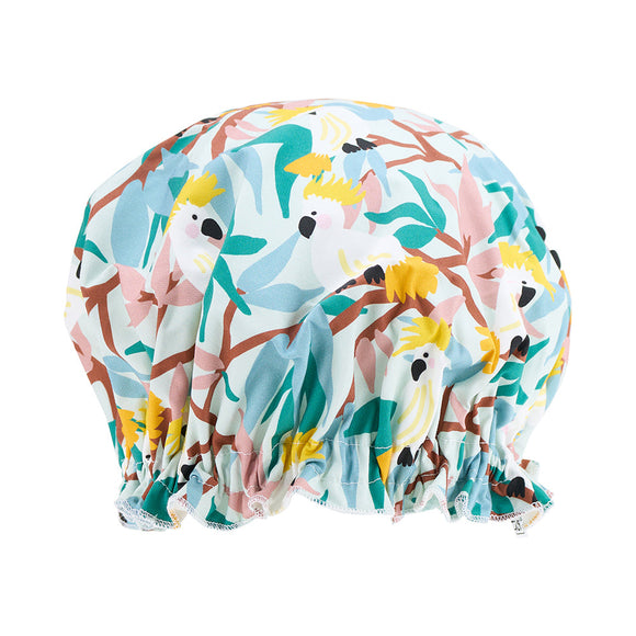 Annabel Trends Cotton Shower Cap - White Cockatoos