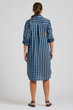 Shirty The Classic Shirt Dress - Black/Blue Gingham - Size M