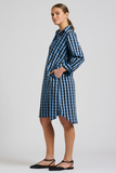 Shirty The Classic Shirt Dress - Black/Blue Gingham - Size M