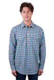 Hard Slog Mens Rui 1/2 Placket L/S Shirt - Navy/Teal