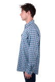 Hard Slog Mens Rui 1/2 Placket L/S Shirt - Navy/Teal