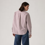 Levi's® Women's Harlie Boyfriend Shirt - Serafina Stripe Chocolate Truffle