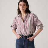 Levi's® Women's Harlie Boyfriend Shirt - Serafina Stripe Chocolate Truffle