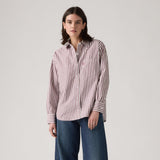 Levi's® Women's Harlie Boyfriend Shirt - Serafina Stripe Chocolate Truffle