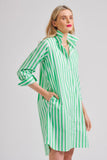 Shirty The Classic Shirt Dress - Green/White Stripe - Size XL