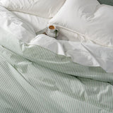 Canningvale Modella Cotton Mini Stripe Quilt Cover Set - Soft Green - QB & KB