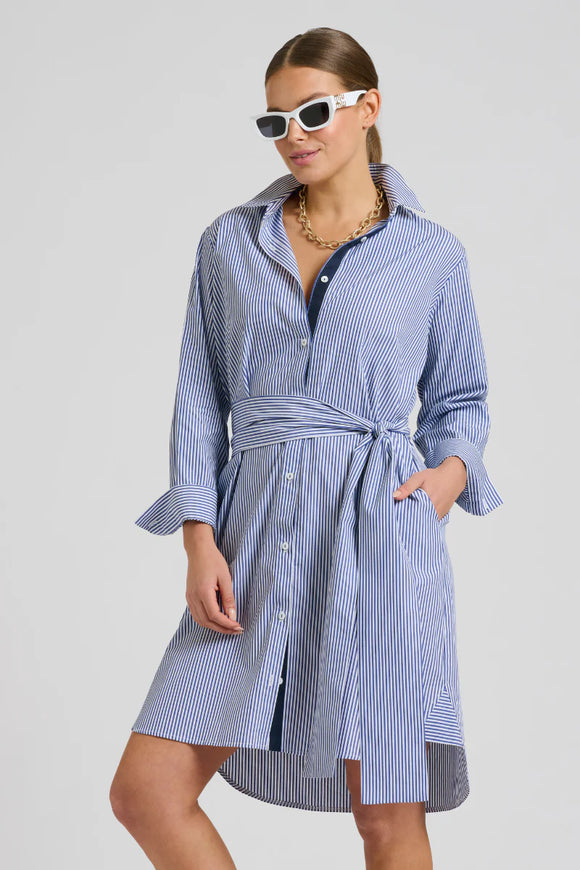 Shirty The Classic Grosgrain Shirt Dress - French Navy Stripe - Sizes S, M & L