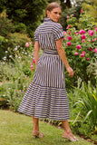 Shirty The Emma Dress - Navy/Stone Stripe