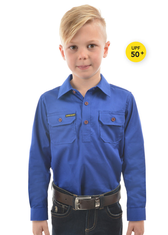 Hard Slog Kids Light Cotton Drill Shirt - Royal Blue