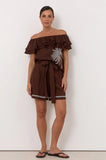 Adorne Renee Linen Short Chocolate - Size 8