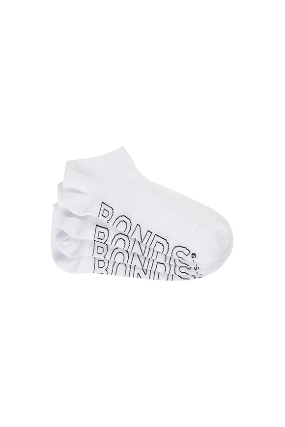 Bonds Mens Logo Lightweight Low Cut 4 Pack White