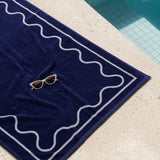 Canningvale Sorrentina Velour Beach Towel - Scallop Navy