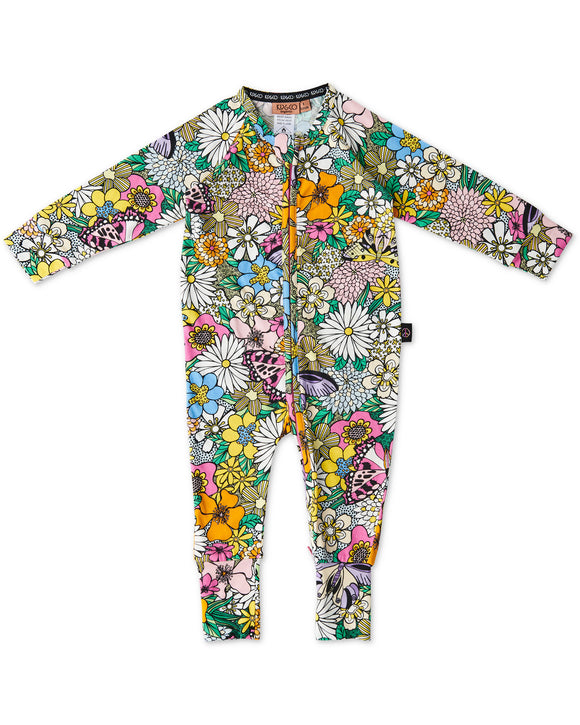 Kip & Co Bliss Floral Organic LS Zip Romper