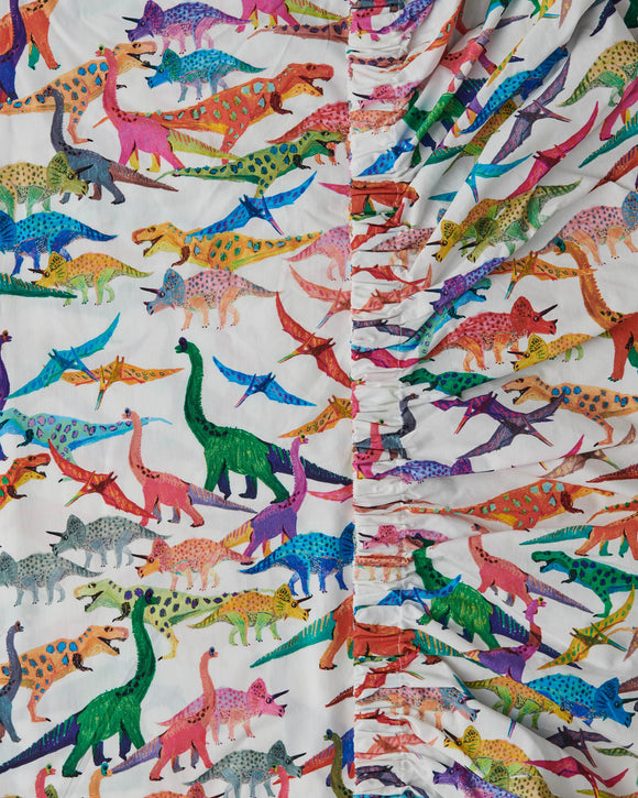 Kip & Co  Dino Max White Organic Cotton Baby Fitted Sheet