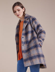 MARCO POLO L/S BRUSHED CHECK COAT RUSSET MIX - SIZES 8 & 16