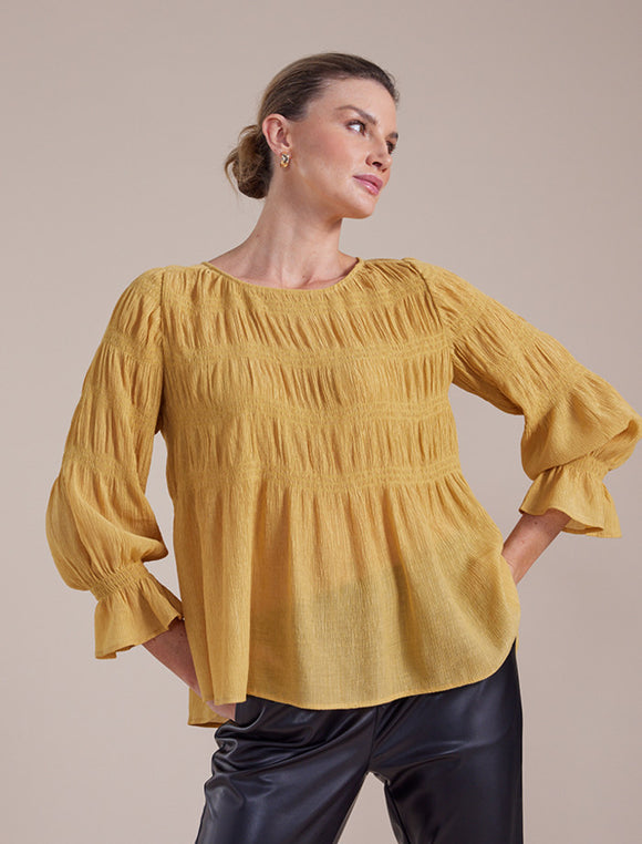 MARCO POLO L/S PLEATED TOP MARIGOLD - SIZES 8 & 16
