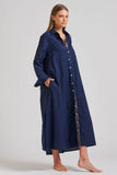 Shirty The Pippa Oversized Cotton Longline Dress - Navy - Size S/M