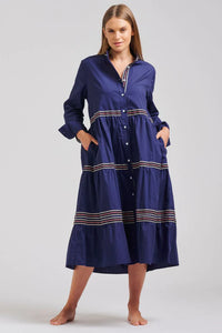 Shirty Sandy Relaxed Tiered Dress - Navy - Sizes S, M & XL