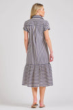 Shirty The Emma Dress - Navy/Stone Stripe